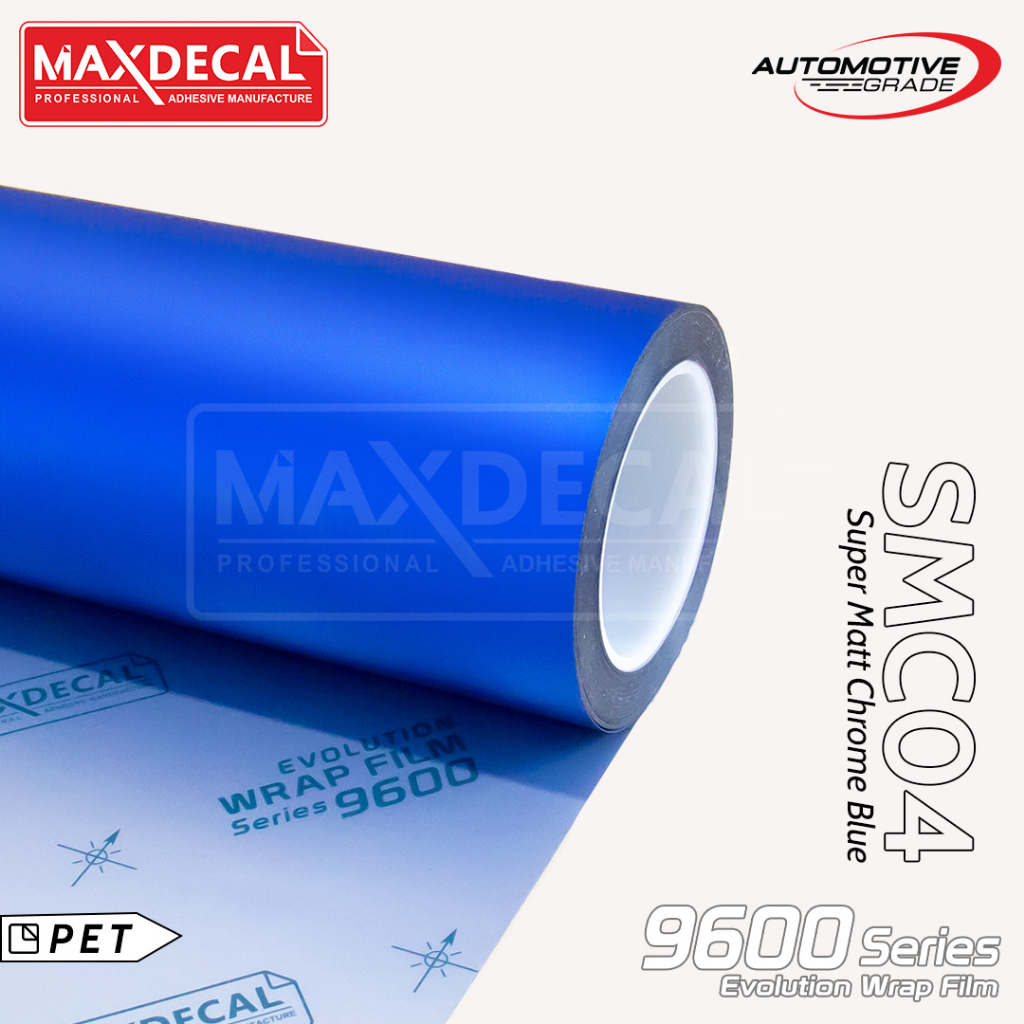 Maxdecal 9600 SMC04 Super Matte Chrome Blue, Evolution Wrap Series Sticker, Roll 152cm x 18m