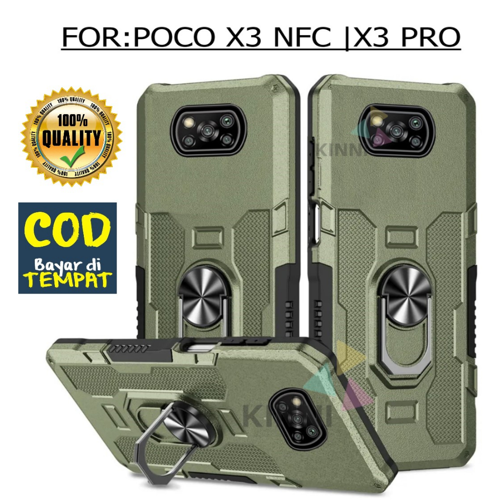 Casing Poco X3(Nfc) | Poco X3 Pro Hard Case Ring Armor Robot Case Kickstand Hybrid/Ring Holder