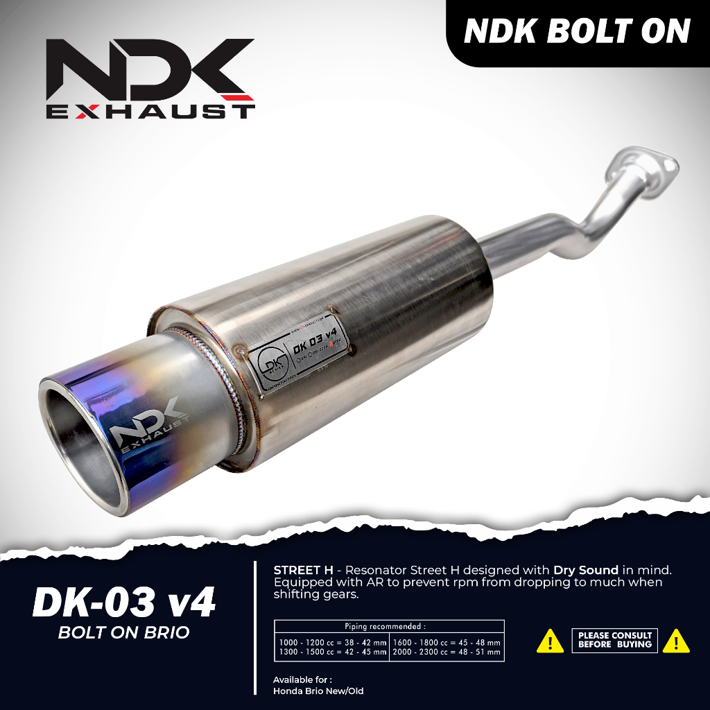 NDK KNALPOT BOLT ON HONDA BRIO MUFFLER DK03V4 KNALPOT RACING MOBIL SEMUA HONDA BRIO NDK EXHAUST