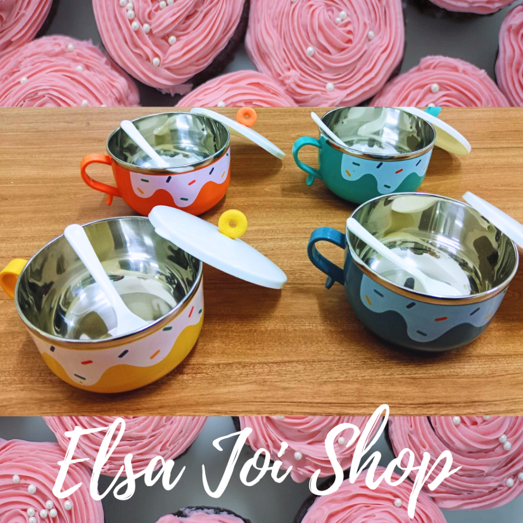 MENGQILIN Rice / Noodle Bowl Stainless Steel Motif Donut