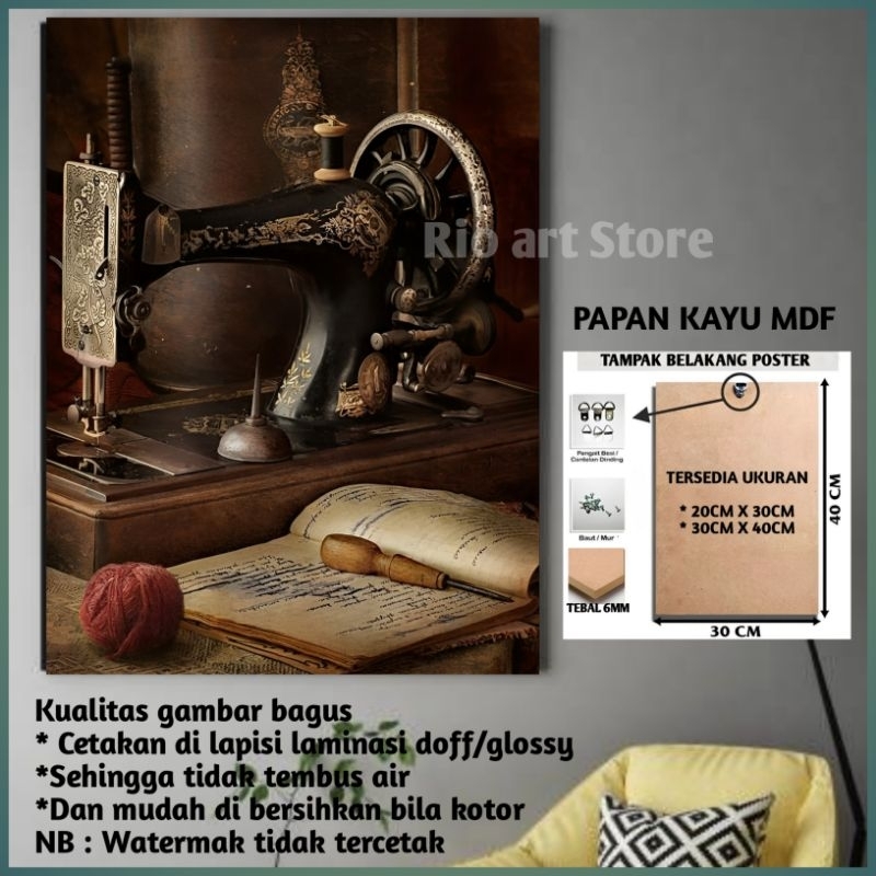 Hiasan dinding bahan papan kayu mdf poster barang antik dan jadul untuk walldekor atau pajangan dind