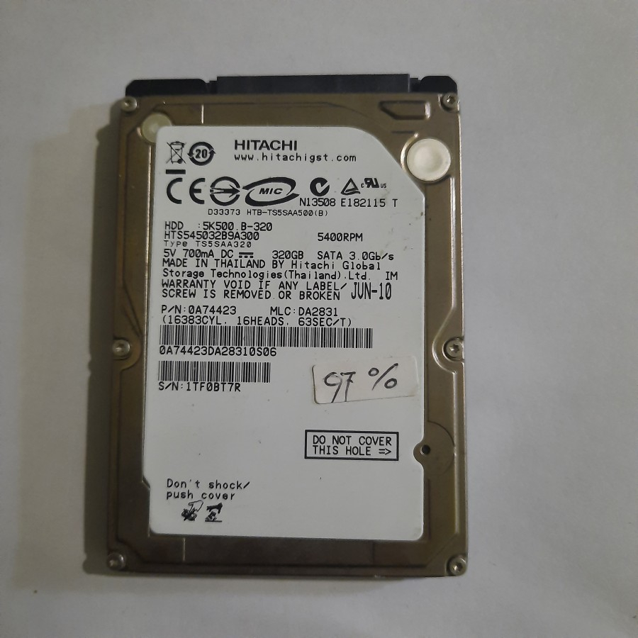Harddisk SATA Hitachi 320GB sentinel 97% lancar install hardisk hdd
