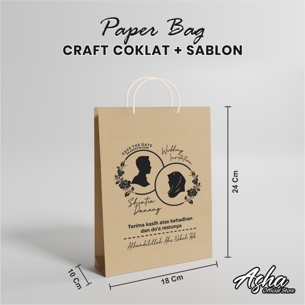 

PAPER BAG CUSTOM COKLAT KRAFT - TAS SOUVENIR PERNIKAHAN BAHAN KRAFT SABLON