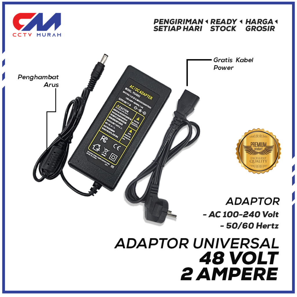 Adaptor 48 Volt 2 Ampere Power Supply || AC DC 100-240 Volt/50-60Hertz