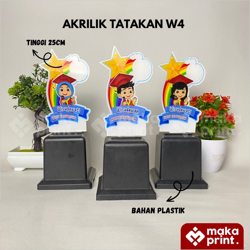 Piala Wisuda Akrilik (Pelangi) - Piala Akrilik Wisuda Karakter Almamater Desain Bintang - Piala Wisu