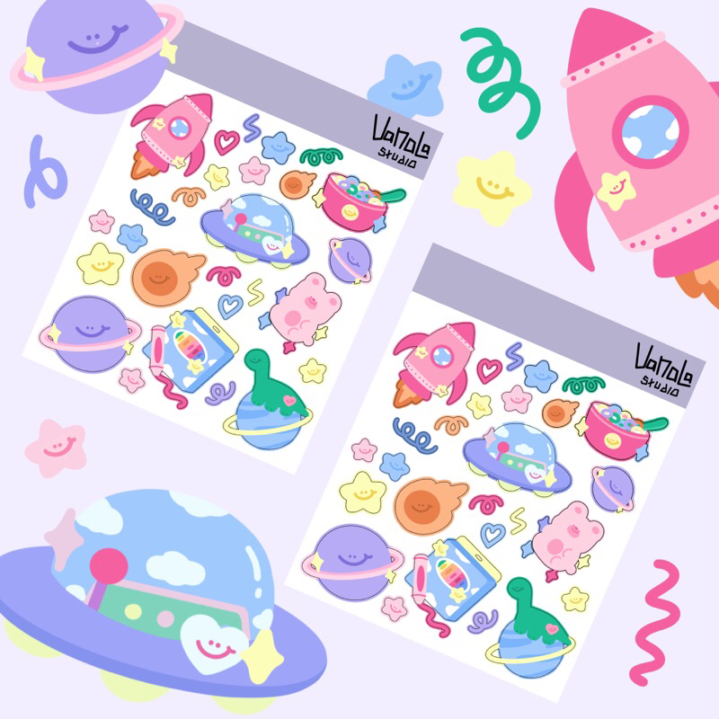 

Vanalastudio - Sticker Sheet Luar angkasa Untuk Jurnal / Sticker Deco Kpop / Sticker Sheet A6 Waterproof Kiss Cut Cute Deco Sticker / Aksesoris handphone hp laptop botol minum