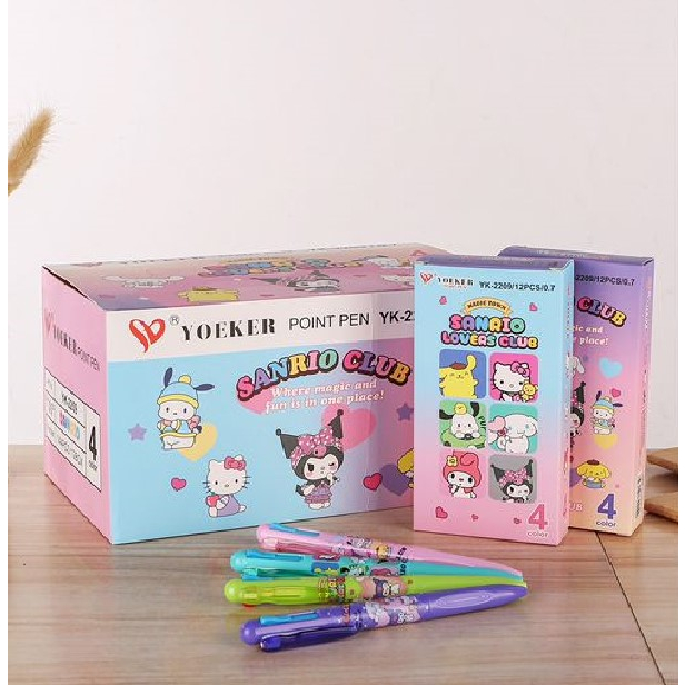 

RB (12pc) Bolpen / Pulpen/ Pen 4 Warna Kuromi Melody Sanrio Fancy