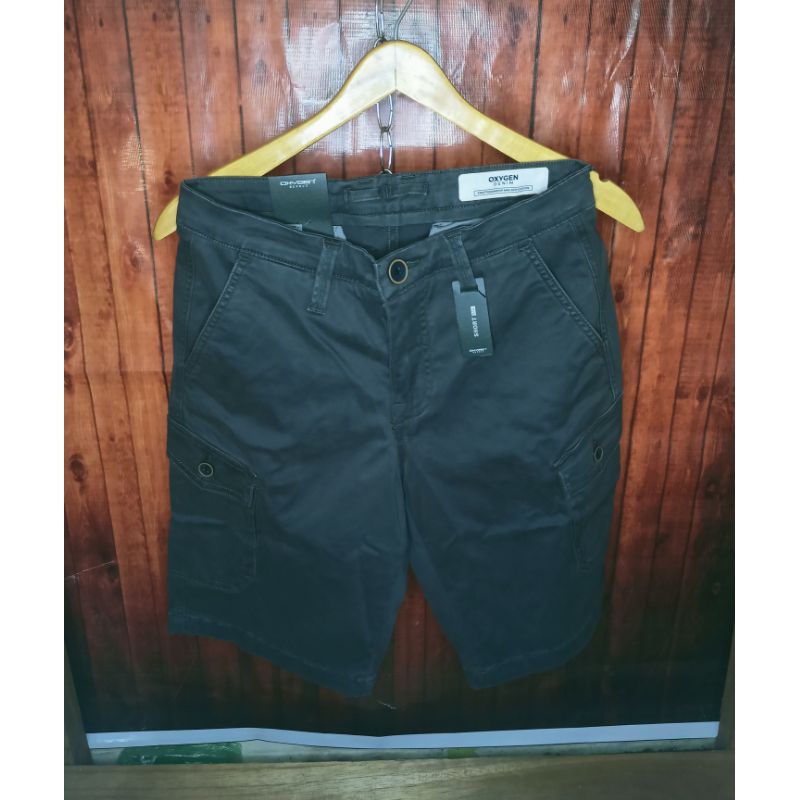 celana cargo pendek oxygen denim dark grey