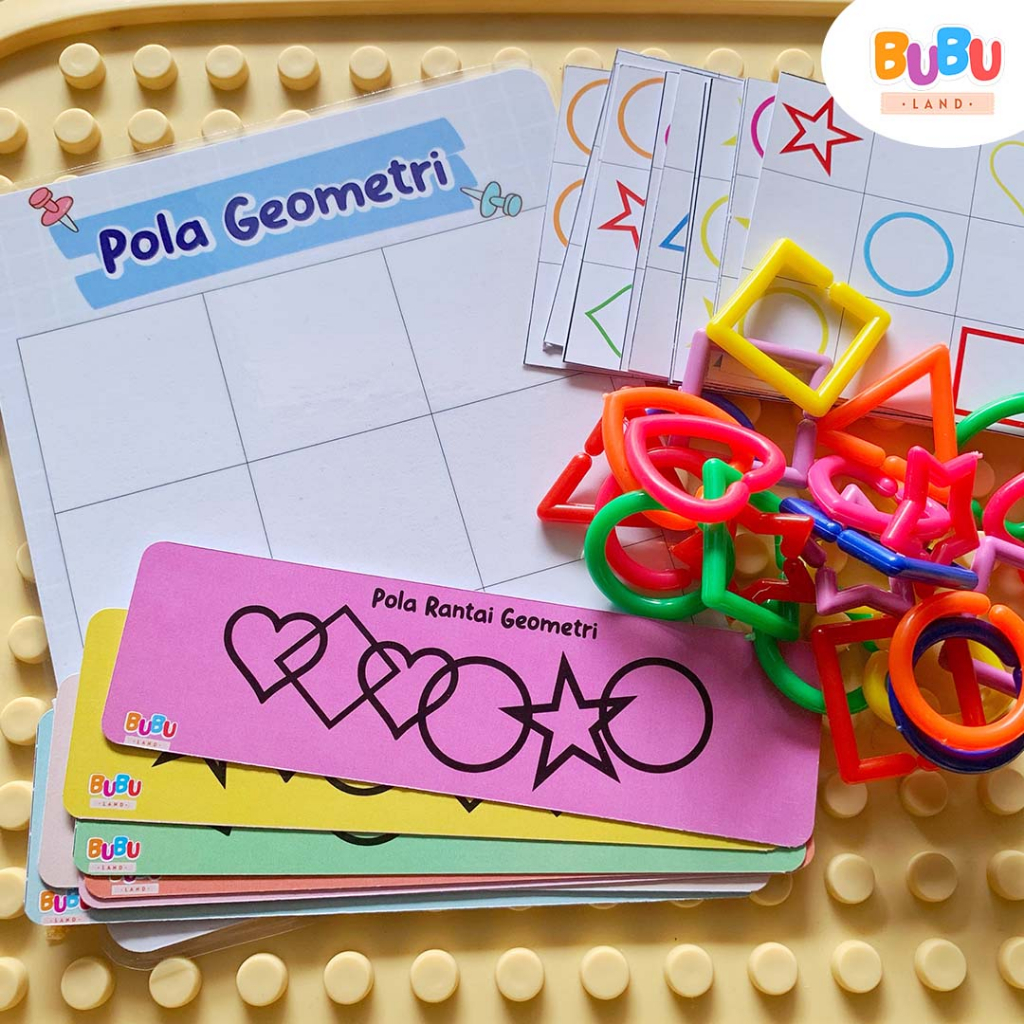 MAINAN EDUKASI LEGO GEOMETRI (RANTAI GEOMETRI, SUSUN GEOMETRI, POLA GEOMETRI, KARTU GEOMETRI)
