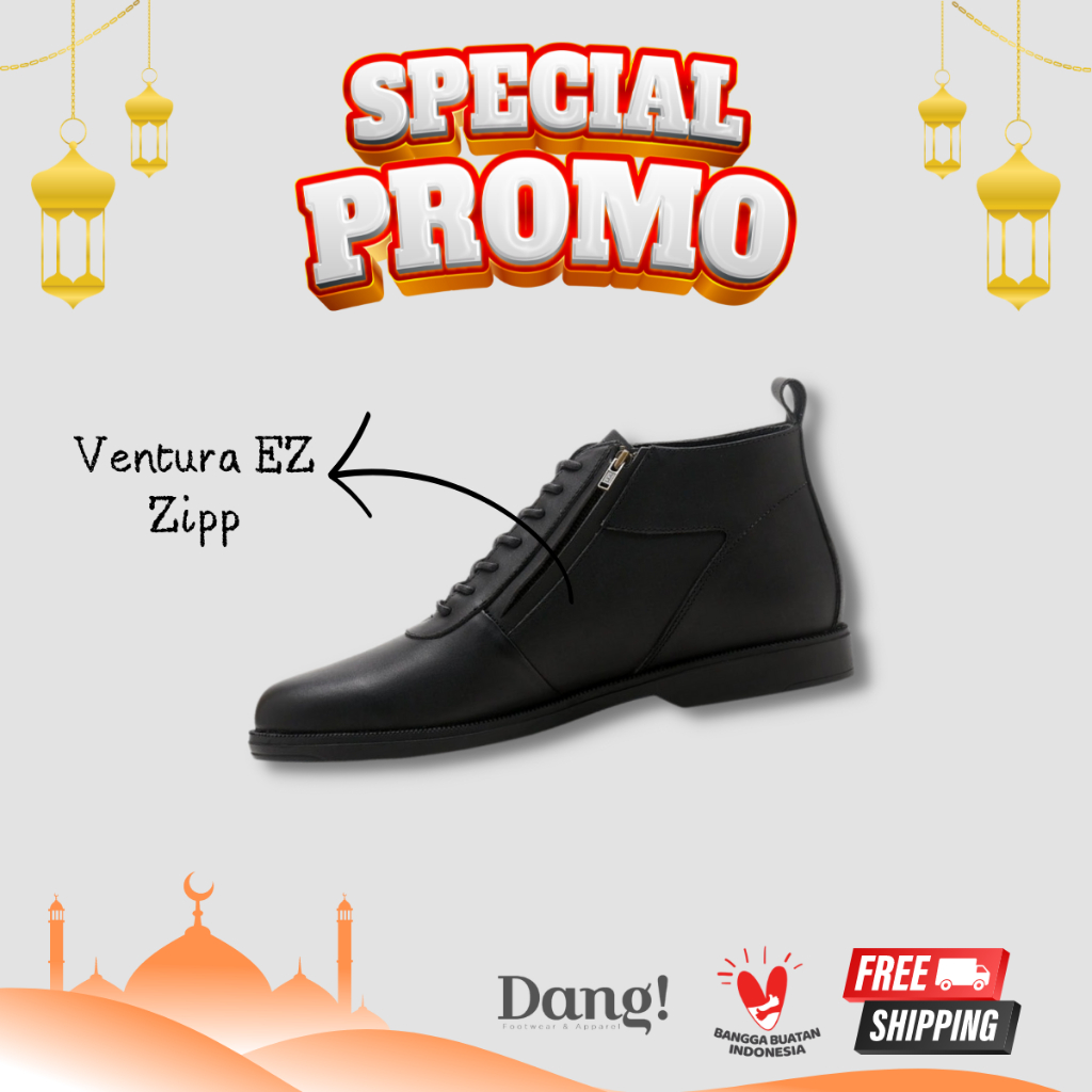 BRODO - Sepatu Pantopel Ventura EZ Parang Jati Full Black Original