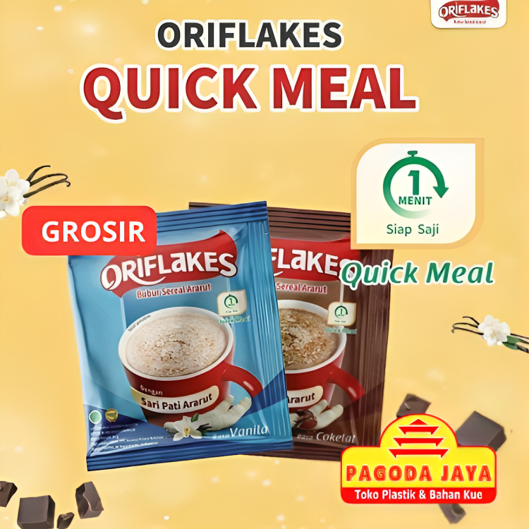 

Sereal Oriflakes Quick Meal Sereal Umbi garut sachet isi 10pcs