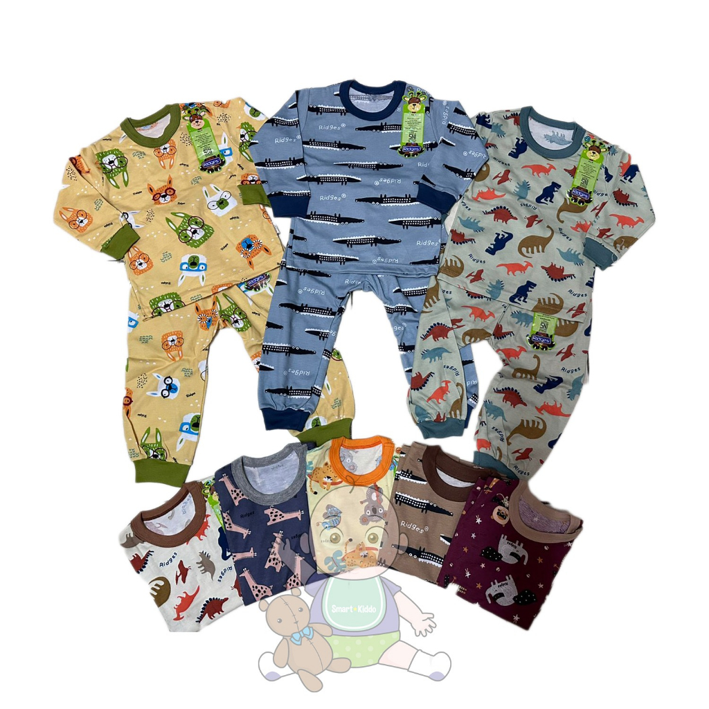 Setelan Oblong Panjang Anak Kancing Pundak / Baju Tidur Anak / Piyama Anak Ridges