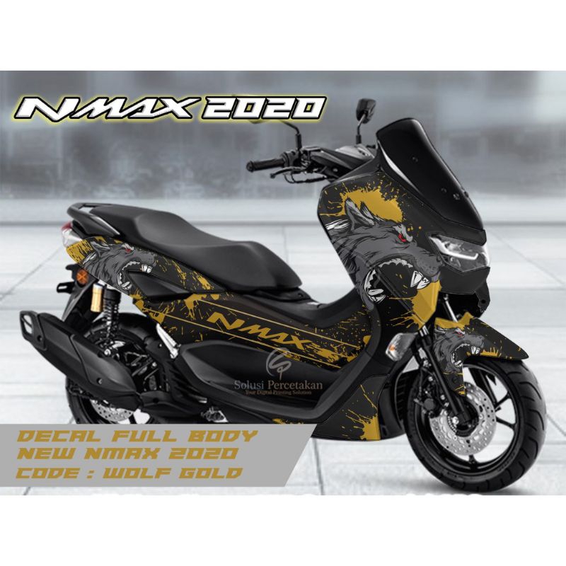 DECAL FULLBODY NEW NMAX 2020 MOTIF WOLF GOLD VARIASI