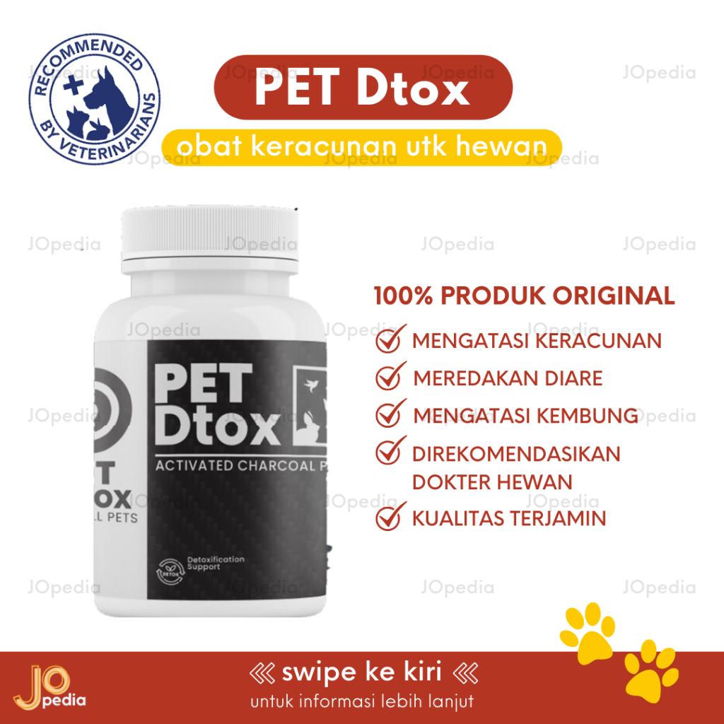 PET Dtox Obat Keracunan Kucing Anjing Diare Kembung Norit Hewan Activated Charcoal
