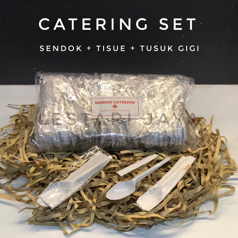 Sendok Set Catering Sendok Plastik Tisu Tusuk Gigi Set - Disposible Cutleries Set untuk Catering Box