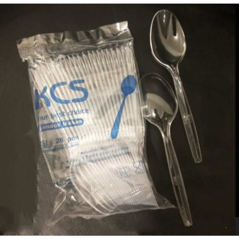 Sendok Makan Plastik Bening , Putih  Merk KCS