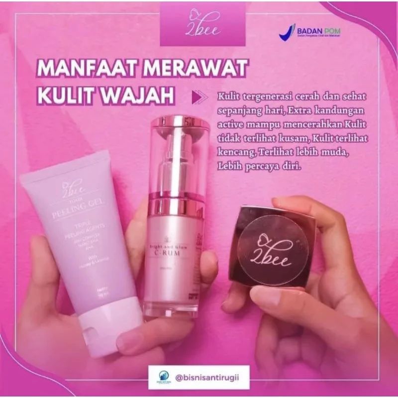 2bee glow skincare pencerah wajah sunscreen | serum wajah | peeling gel 2 bee glow | 2bee glow