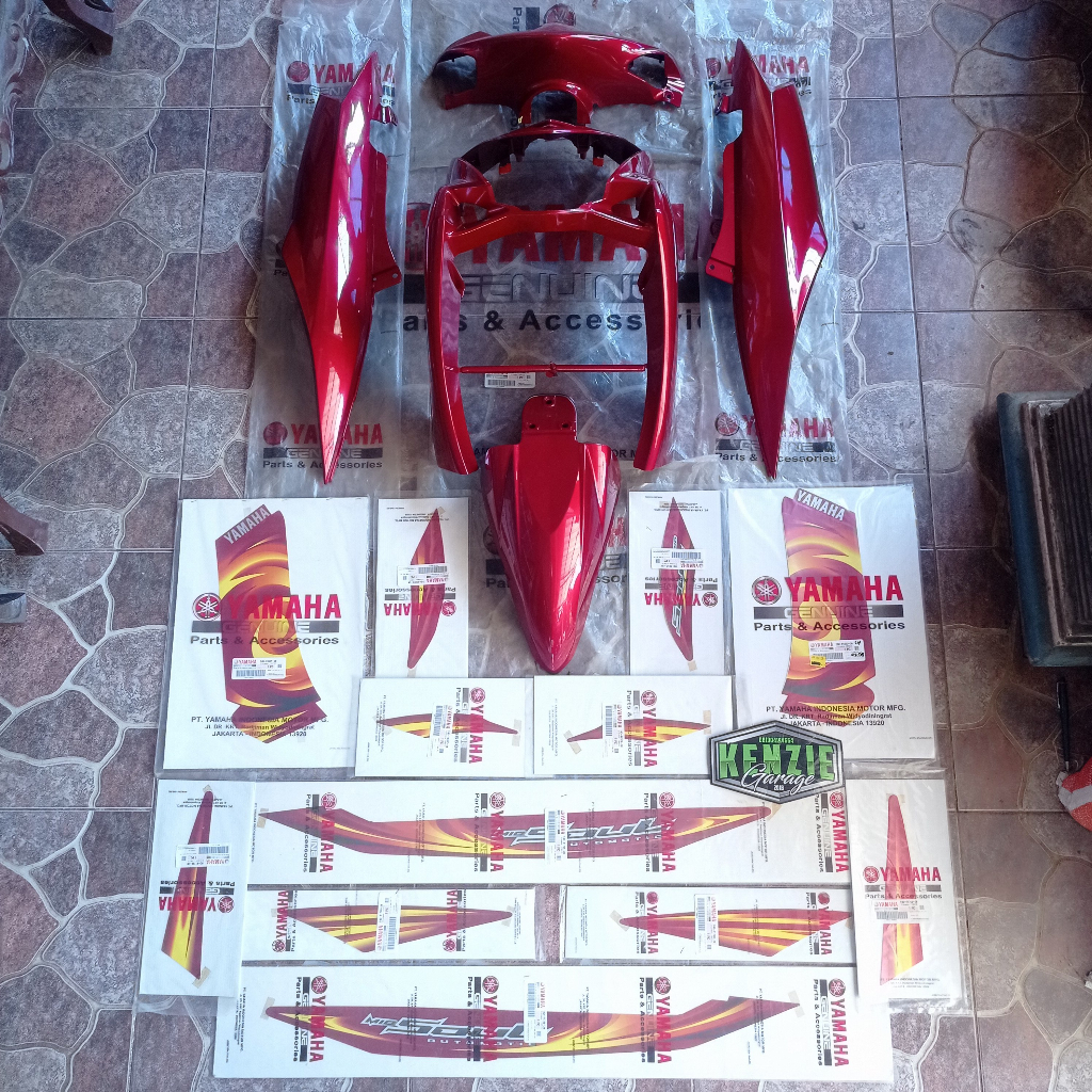 Cover Body Set Stiker Mio Soul Lama Karbu Merah Marun Original Yamaha