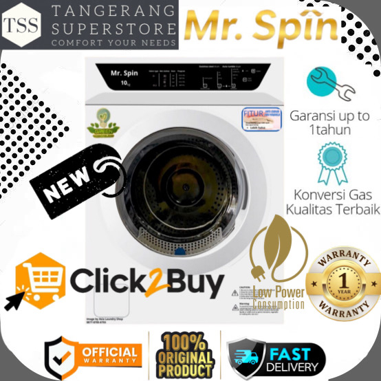 LAUNDRY DRYER GAS MR SPIN MS-010 MS010 010 MESIN PENGERING LAUNDRY GAS 10KG SUPER LOW WATT GAS DRYER