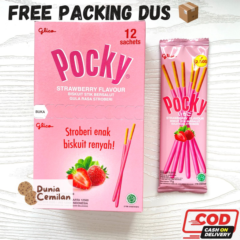

RB [TERMURAH!!] Glico Pocky Sachet Single 1PAK (12x12gram) - Biskuit Stik Coklat/Strawberry Sachet