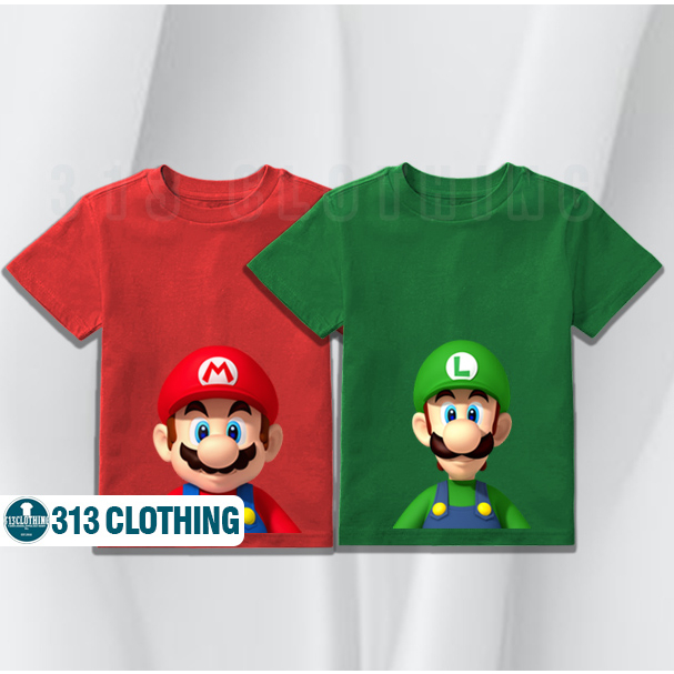 T-Shirt Kaos Anak Super Mario Bros Luigi Baju Anak Super Luigi Mario Bros