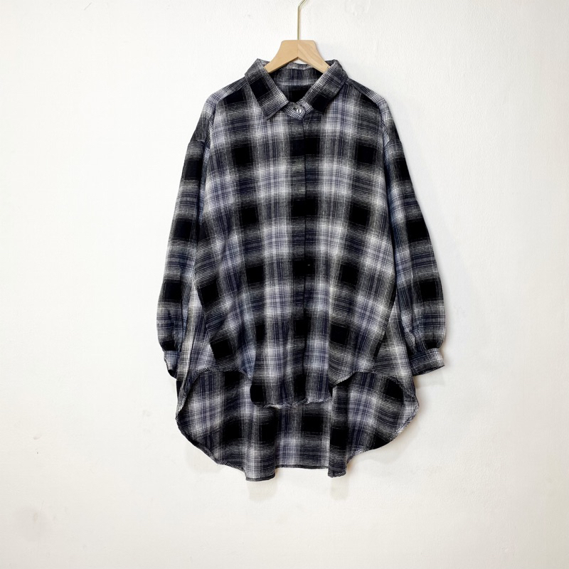 Ghea Shirt Kemeja Flanel Tartan Oversize Kotak-Kotak Wanita