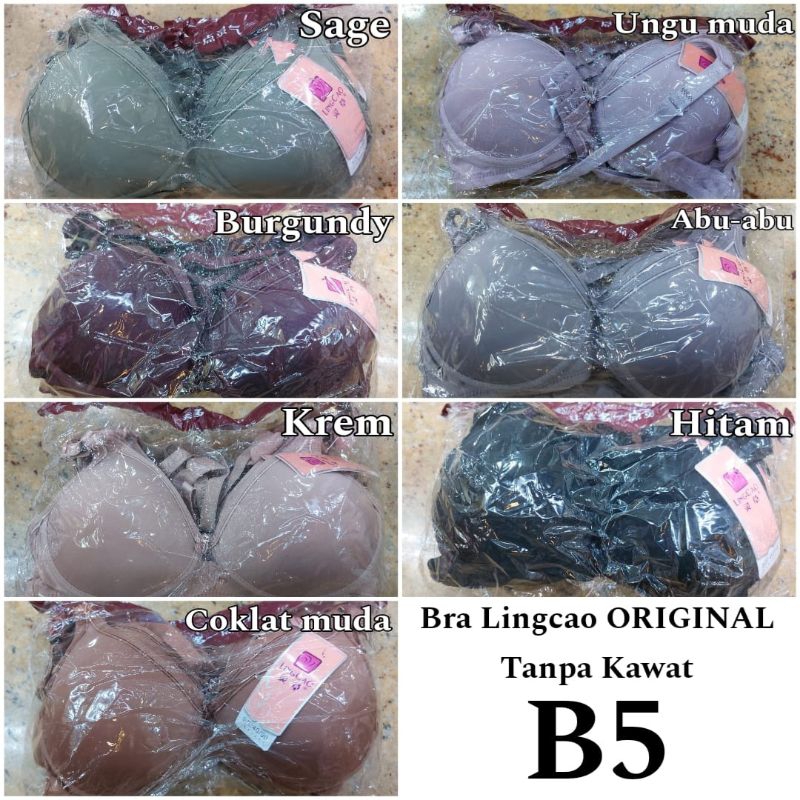 LINGCAO / Bra BH Lingcao B5 KAIT 3 Original HARGA GROSIR 36, 38, 40, 42 Tanpa Kawat Lingcao