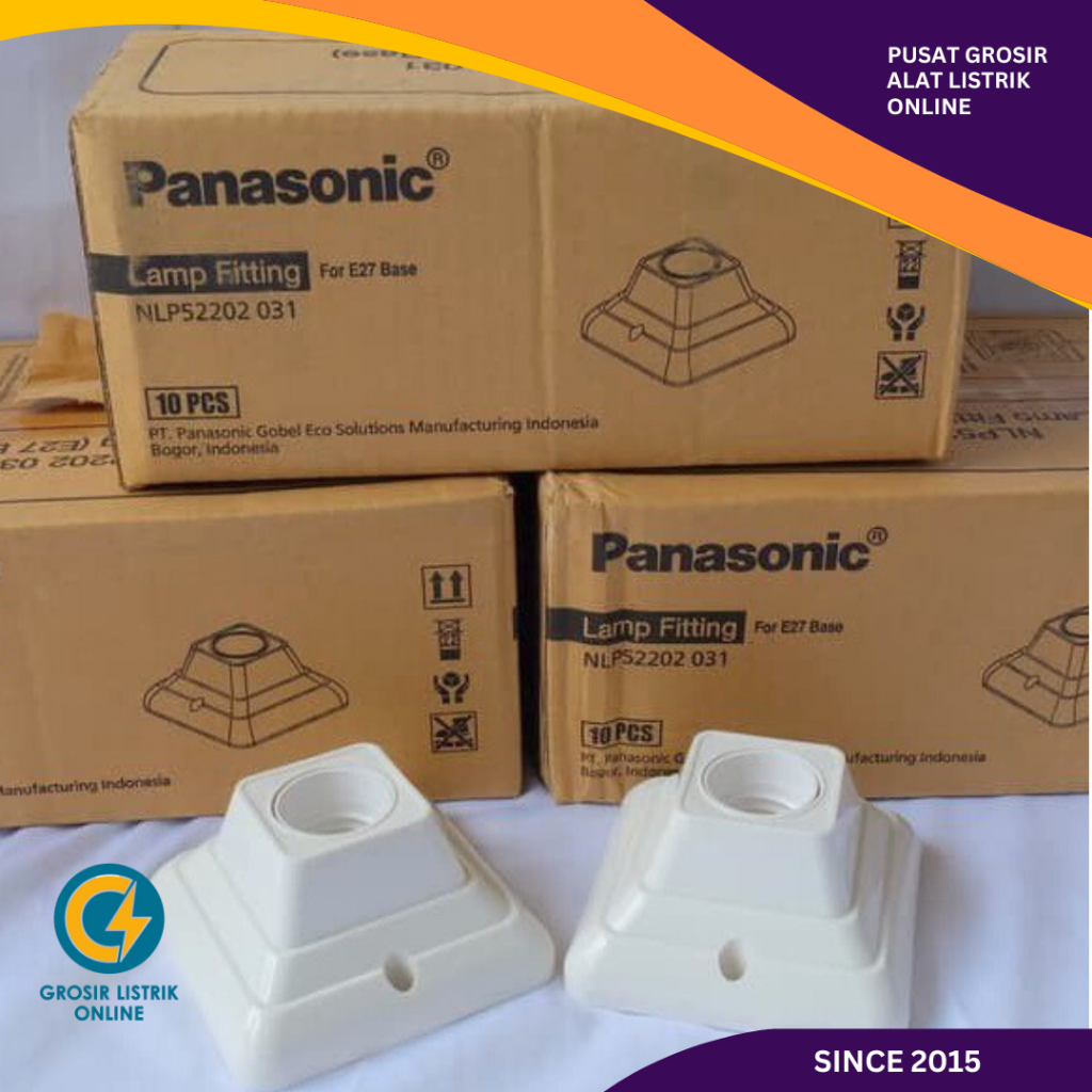 FITTING LAMPU PANASONIC PLAFON KOTAK SEGI NLP52202 E27 TEMPEL ORIGINAL