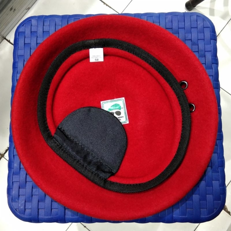 Baret Kacamata Merah/ Baret TNI AD Kopassus/Baret Pemuda Pancasila 100% wool