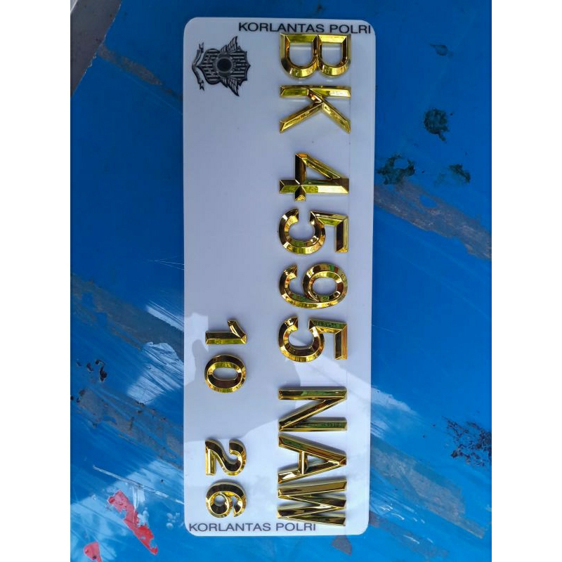 Plat Nomor Timbul Motor Diamond Gold