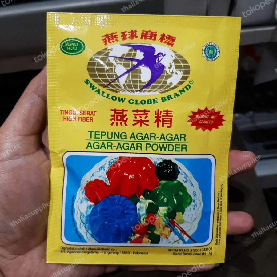 

SWALLOW GLOBE HIJAU AGAR AGAR POWDER/BUBUK 1 SACHET @7gr.