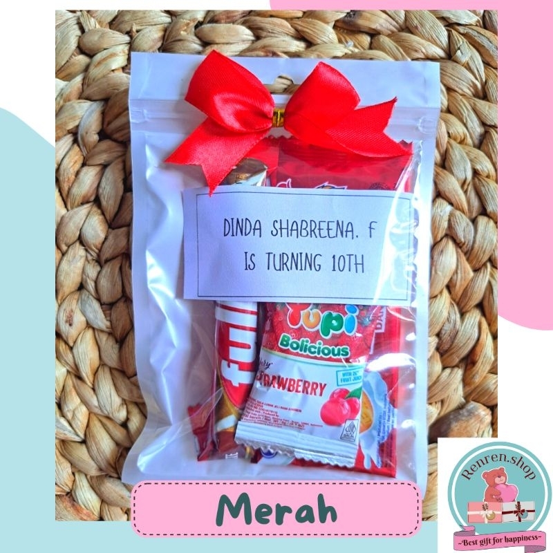 

Paket 10 pcs - Mini gift snack hampers snack murah (MERAH)