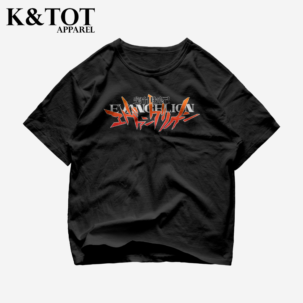 KNTOT - KAOS BAJU EVANGELION TEXT ANIME WIBU | TSHIRT OVERSIZE VINTAGE HITAM BOOTLEG - PRIA WANITA D