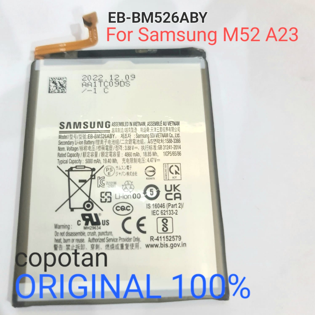 Baterai Batre Battery Samsung Galaxy M52 A23 BM526ABY Copotan Original100%