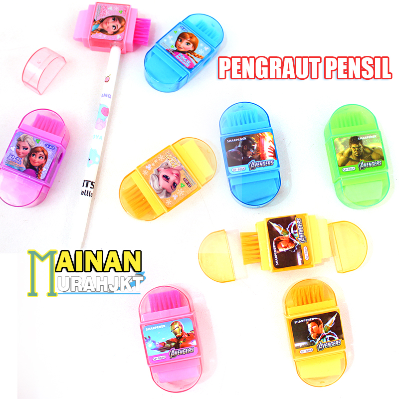 

MAINANKEI ATK PENCIL SHARPENER SP-8866/LS-612 SERUTAN ERASER AVENGERS FORZEN ELSA ATK KOMBINASI RAUTAN PENGHAPUS AVENGERS