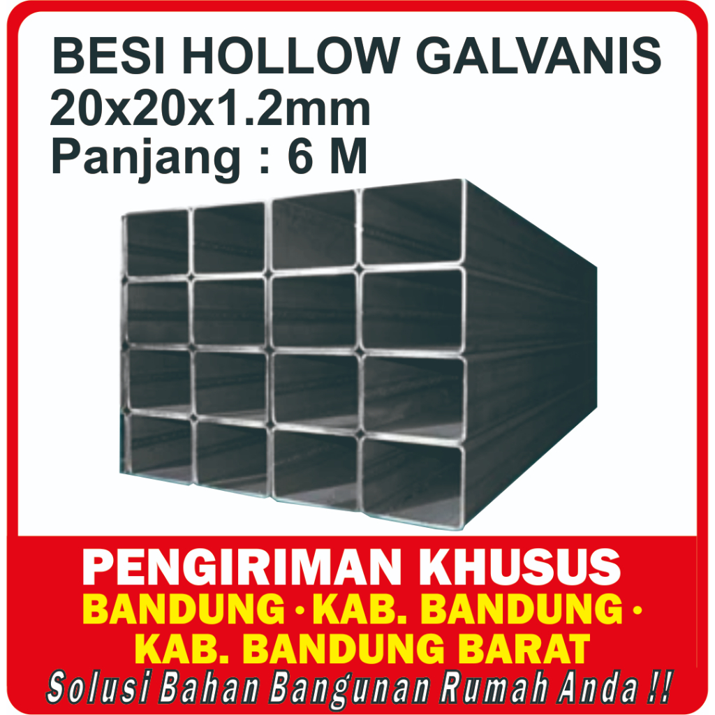 Hollow Galvanis 20 x 20 Besi Hollow Galvanis 20 x20 x 6