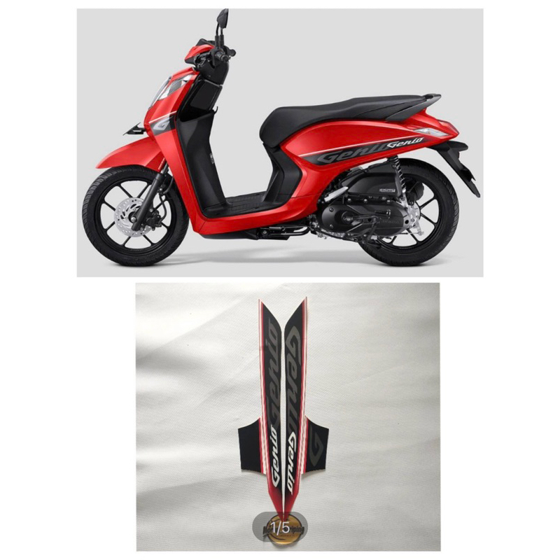 STIKER STRIPING MOTOR GENIO 110 2019 MERAH HITAM