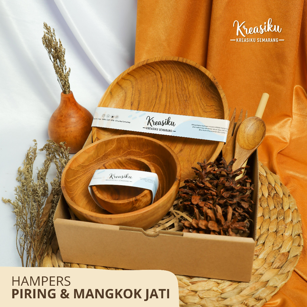 

HAMPERS PIRING DAN MANGKOK ALAT MAKAN KAYU JATI / KADO PERNIKAHAN / HADIAH / WISUDA / WEDDING GIFT