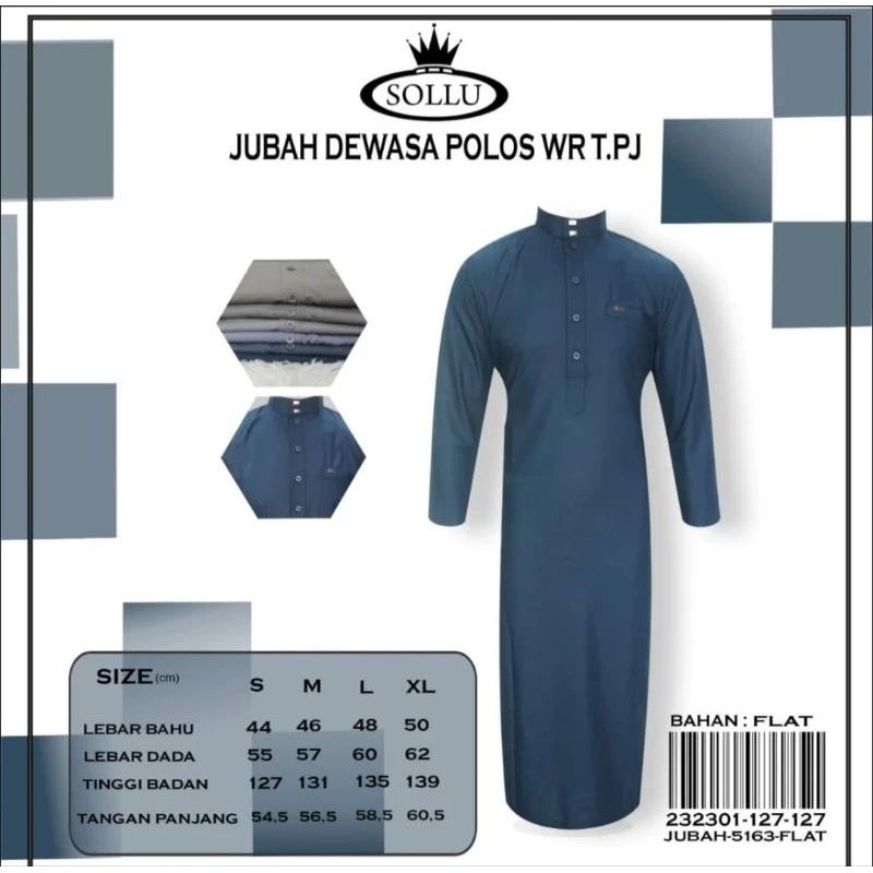 ORIGINAL GAMIS TERUSAN PRIA JUBAH LAKI LAKI SOLLU BAHAN KATUN THAILAND PREMIUM QUALITY