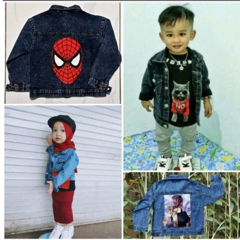 JAKET DENIM ANAK PEREMPUAN GAMBAR PITA 1-6 TAHUN