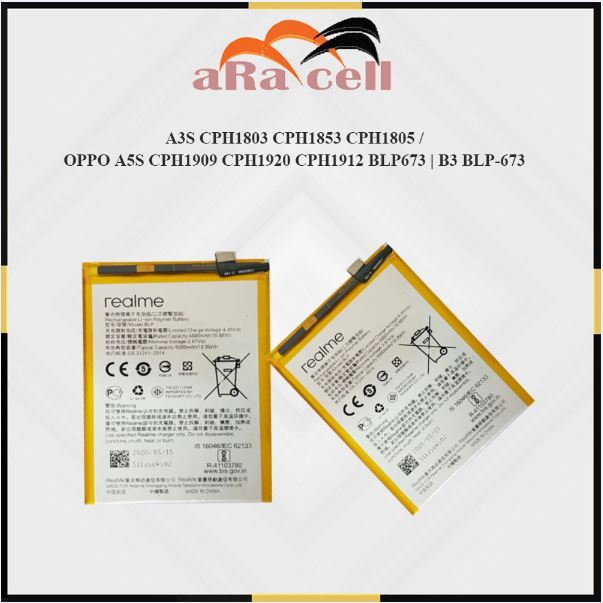 [ ARA CELL ] Baterai HP OPPO A3S CPH1803 CPH1853 CPH1805 / OPPO A5S CPH1909 CPH1920 CPH1912 ORIGINAL