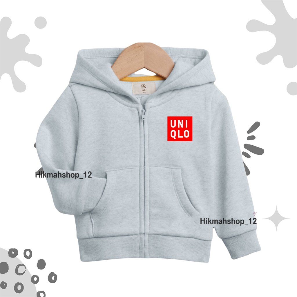 jaket hoodie anak uniqlo laki laki perempuan model zipper umur 1 2 3 4 5 6 7 8 9 10 11 12 tahun/swea