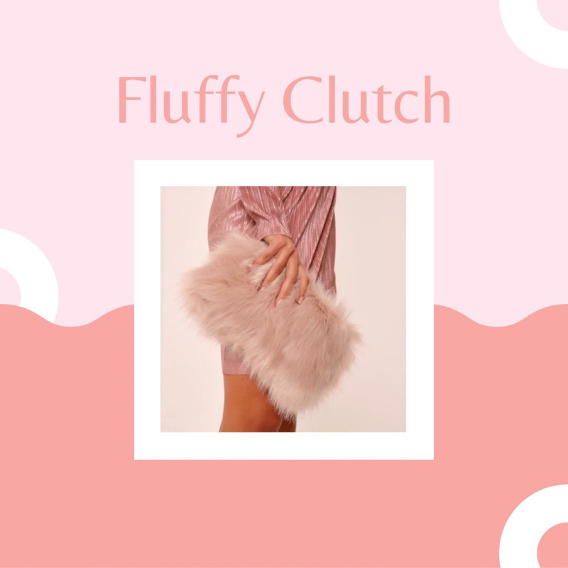 FUR FLUFFY CLUTCH TAS PESTA BULU KOREA 30x20cm