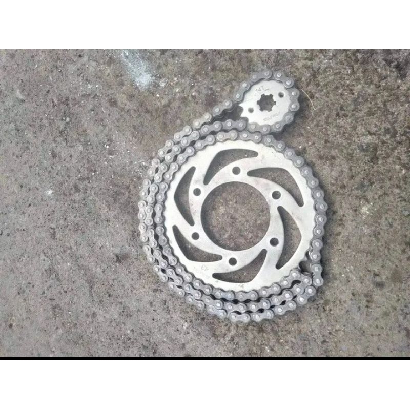 rantai gir satu set masih 76% normal tinggal pasang bawaan Yamaha Vixion old Vixion new R15 Bayson O