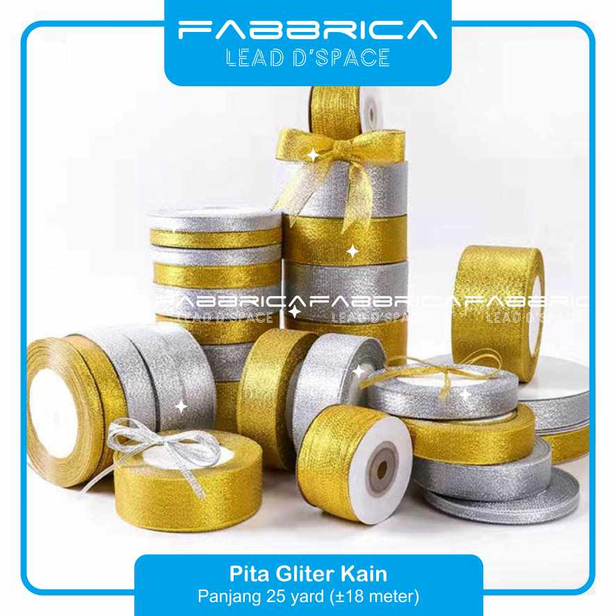 

Fabbrica - Pita Satin Gliter Emas Roll / Kain Glitter Gold Rol Kado Hampers Buket Bunga Parcel - PT-KN-GLTR