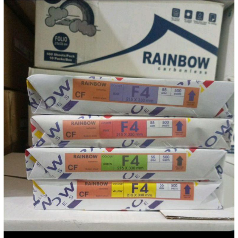 

(1 RIM 500 Lembar) KERTAS NCR FOLIO BOT BOTTOM RAINBOW / KERTAS F4 NCR RAINBOW BAWAH