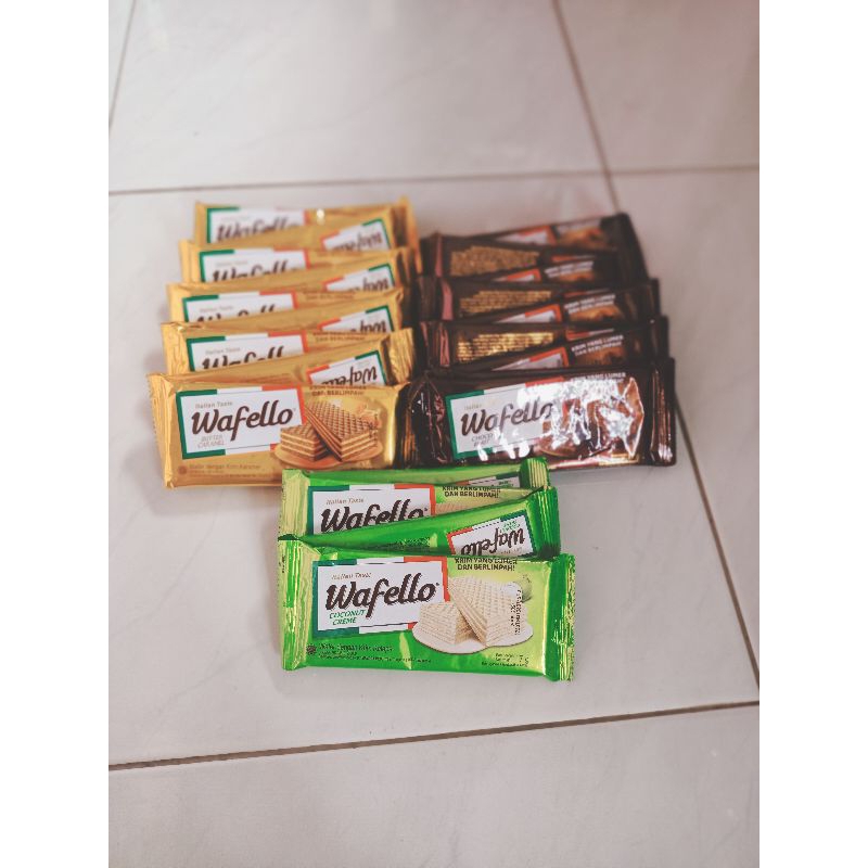 

Wafello Wafer Cokelat Coconut & Caramel Eceran 1 Box Isi 10 pcs