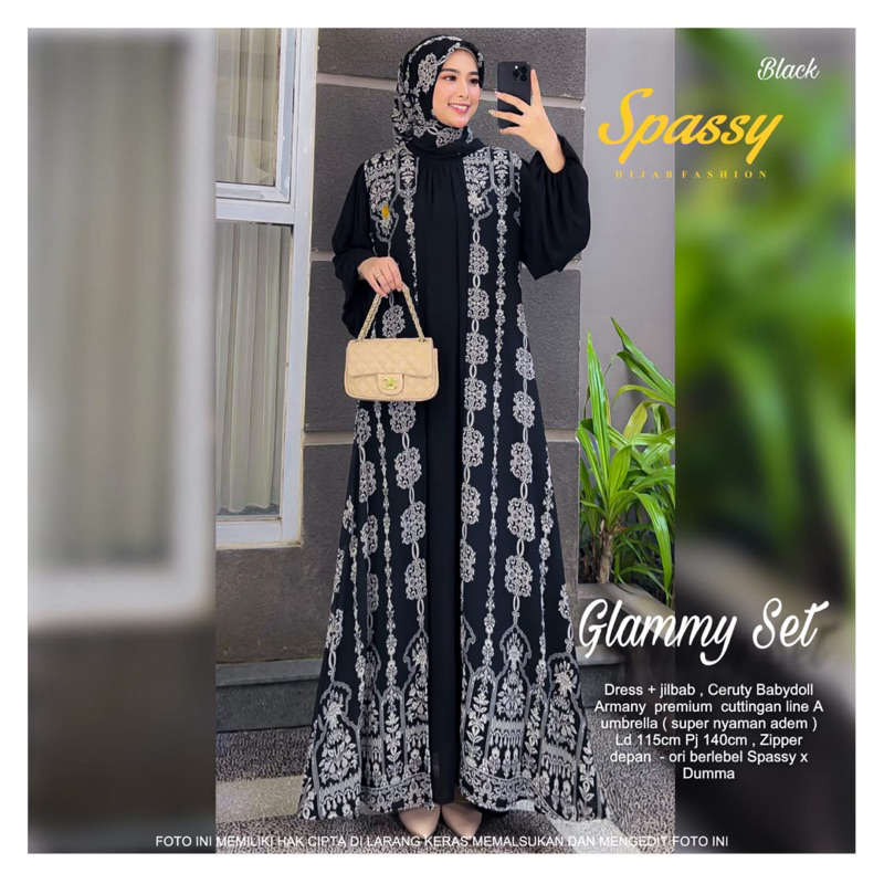 GLAMMY SET MAXY DRESS BY SPASSY / ARDILLA SET / GAMIS SET OUTER BRUKAT KONDANGAN / GAMIS SYARI BUSUI