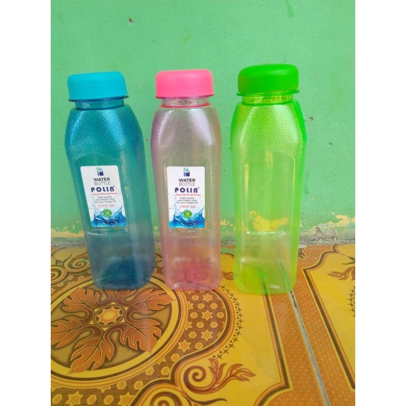 Botol Minum Olahraga Polin Plastik Kotak 1000 ml Mili BPA Free Full Collor / Botol minum aesthetic a