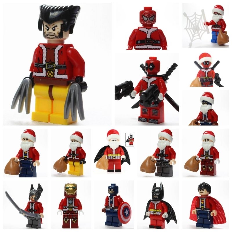 Mainan Figure Christmas Hero Thor Wolverine X-men Spiderman Batman Superman Deadpool Captain America Iron Man Mk 17 Heartbreaker Santa Claus Christmas
